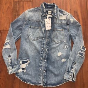 Zara Denim Distressed Shirt